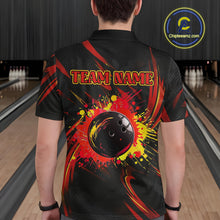 Load image into Gallery viewer, Black and Red Camo Mens Bowling Polo, Quarter Zip shirts custom Bowler Outfits bowling team jerseys NQS10155
