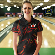 Load image into Gallery viewer, Black and Red Camo Womens Bowling Polo, Quarter Zip shirts custom Bowler Outfits bowling team jerseys NQS10155
