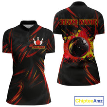 Load image into Gallery viewer, Black and Red Camo Womens Bowling Polo, Quarter Zip shirts custom Bowler Outfits bowling team jerseys NQS10155