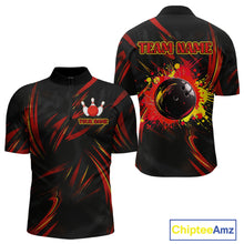 Load image into Gallery viewer, Black and Red Camo Mens Bowling Polo, Quarter Zip shirts custom Bowler Outfits bowling team jerseys NQS10155