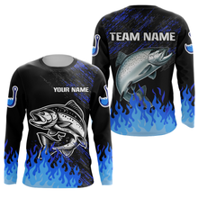 Load image into Gallery viewer, Blue fire Salmon fishing Custom performance long sleeve Salmon fishing tournament shirts for team NQS9742