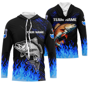 Blue fire Redfish fishing Custom performance long sleeve Red Drum fishing tournament shirts for team NQS9743