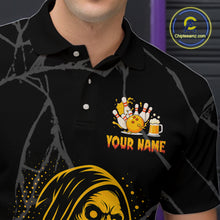 Load image into Gallery viewer, Bowling And Beer Custom Skull Bowling Shirts For Men, Halloween Bowling Outfits NQS10518