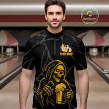 Load image into Gallery viewer, Bowling And Beer Custom Skull Bowling Shirts For Men, Halloween Bowling Outfits NQS10518