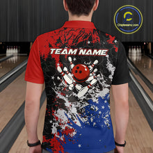 Load image into Gallery viewer, Red, White and Blue Camo Bowling Polo, Quarter Zip shirts for Men Custom Patriotic Gift For Bowlers NQS10589