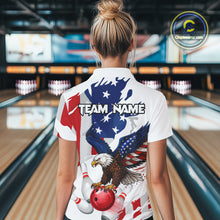 Load image into Gallery viewer, Red, White and Blue American Flag Eagle Bowling Shirts For Women Custom Patriotic Bowling Team Jersey NQS10639