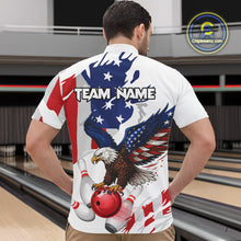 Load image into Gallery viewer, Red, White and Blue American Flag Eagle Bowling Shirts For Men Custom Patriotic Bowling Team Jerseys NQS10639