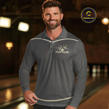 Load image into Gallery viewer, Custom Retro Bowling Polo, Quarter Zip Shirt for Men Personalized Vintage Team Bowling Jersey NQS10505