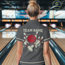 Load image into Gallery viewer, Custom Retro Bowling Polo, Quarter Zip Shirt for Women Personalized Vintage Team Bowling Jersey NQS10505