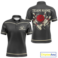 Load image into Gallery viewer, Custom Retro Bowling Polo, Quarter Zip Shirt for Men Personalized Vintage Team Bowling Jersey NQS10505