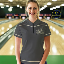 Load image into Gallery viewer, Custom Retro Bowling Polo, Quarter Zip Shirt for Women Personalized Vintage Team Bowling Jersey NQS10505