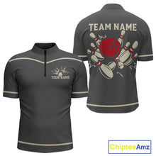 Load image into Gallery viewer, Custom Retro Bowling Polo, Quarter Zip Shirt for Men Personalized Vintage Team Bowling Jersey NQS10505