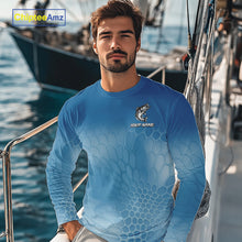 Load image into Gallery viewer, Blue Camo Largemouth Bass fishing sun shirts custom name Bass fishing jerseys for men, women NQS10330