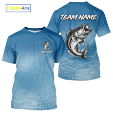 Load image into Gallery viewer, Blue Camo Largemouth Bass fishing sun shirts custom name Bass fishing jerseys for men, women NQS10330