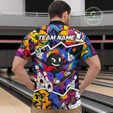 Load image into Gallery viewer, Colorful graffiti pattern Funny Bowling polo, quarter zip shirts for men custom Bowling team jerseys NQS10389