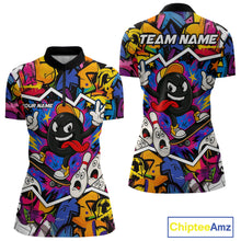 Load image into Gallery viewer, Colorful graffiti pattern Funny Bowling polo, quarter zip shirts for Women custom Bowling team jersey NQS10389