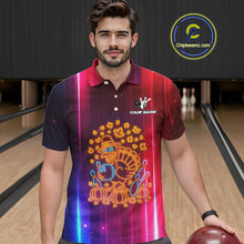 Load image into Gallery viewer, Colorful Neon Autumn Turkey Bowling Shirts for Men Custom Thanksgiving Bowling Team Jerseys NQS10417