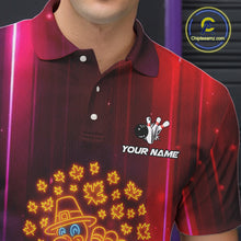 Load image into Gallery viewer, Colorful Neon Autumn Turkey Bowling Shirts for Men Custom Thanksgiving Bowling Team Jerseys NQS10417