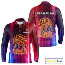 Load image into Gallery viewer, Colorful Neon Autumn Turkey Bowling Shirts for Men Custom Thanksgiving Bowling Team Jerseys NQS10417