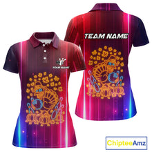 Load image into Gallery viewer, Colorful Neon Autumn Turkey Bowling Shirts for Women Custom Thanksgiving Bowling Team Jerseys NQS10417