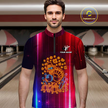 Load image into Gallery viewer, Colorful Neon Autumn Turkey Bowling Shirts for Men Custom Thanksgiving Bowling Team Jerseys NQS10417