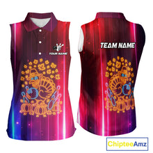 Load image into Gallery viewer, Colorful Neon Autumn Turkey Bowling Sleeveless polo shirt Custom Thanksgiving Bowling Team Jerseys NQS10417