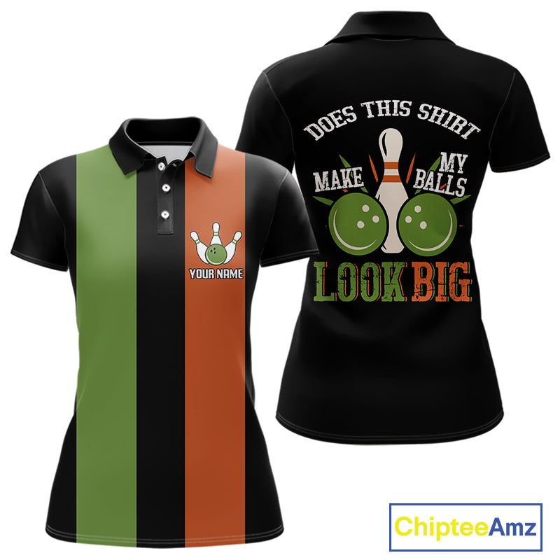 Green & Orange Retro Black Bowling shirts for Women custom Does this shirt make my balls look big NQS10622