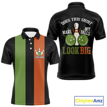 Load image into Gallery viewer, Green &amp; Orange Retro Black Bowling shirts for men custom Does this shirt make my balls look big NQS10622