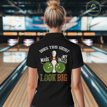 Load image into Gallery viewer, Green &amp; Orange Retro Black Bowling shirts for Women custom Does this shirt make my balls look big NQS10622