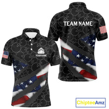 Load image into Gallery viewer, American Flag Mens Bowling Shirt Custom Bowling Jersey for Team Patriotic Bowlers Polo, 1/4 zip Shirt NQS10427