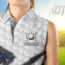 Load image into Gallery viewer, Personalized American Flag Golf Sleeveless polo shirt For Women Custom Patriotic Golf Gifts NQS10428