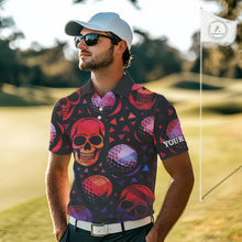 Load image into Gallery viewer, Red Gradient Skull Golf Ball pattern Mens polo golf shirts Custom Halloween golf top for men NQS10511