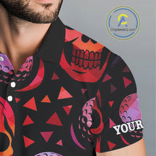 Load image into Gallery viewer, Red Gradient Skull Golf Ball pattern Mens polo golf shirts Custom Halloween golf top for men NQS10511