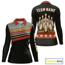 Load image into Gallery viewer, Retro Bowling Polo, Quarter Zip Shirt for Women Custom Vintage Team Bowling Jersey, Gift For Bowlers NQS10567