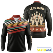 Load image into Gallery viewer, Retro Bowling Polo, Quarter Zip Shirt for Men Custom Vintage Team Bowling Jersey, Gift For Bowlers NQS10567