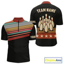 Load image into Gallery viewer, Retro Bowling Polo, Quarter Zip Shirt for Men Custom Vintage Team Bowling Jersey, Gift For Bowlers NQS10567