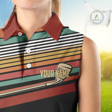Load image into Gallery viewer, Retro Women Sleeveless polo shirt Custom Vintage Team Golf attire for ladies, Gift For Golfers NQS10568