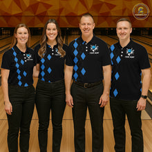 Load image into Gallery viewer, Black and Blue argyle womens bowling shirts custom team bowling jerseys women's bowling outfits NQS11404