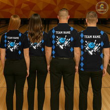 Load image into Gallery viewer, Black and Blue argyle womens bowling shirts custom team bowling jerseys women's bowling outfits NQS11404