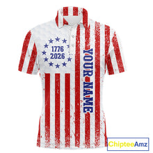 Load image into Gallery viewer, Custom 250 years of freedom American Flag Mens Golf Polo shirts, patriotic team golf jerseys NQS11598