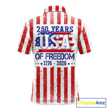 Load image into Gallery viewer, Custom 250 years of freedom American Flag Mens Golf Polo shirts, patriotic team golf jerseys NQS11598