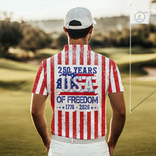 Load image into Gallery viewer, Custom 250 years of freedom American Flag Mens Golf Polo shirts, patriotic team golf jerseys NQS11598