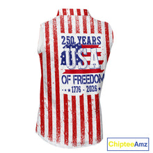 Load image into Gallery viewer, Custom 250 years of freedom American Flag Womens Sleeveless Polo shirts, patriotic team golf jerseys NQS11598