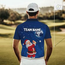 Load image into Gallery viewer, Funny Santa Christmas Golf polo shirts for men Custom Blue team golf jerseys, Christmas golf gifts NQS10828