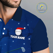Load image into Gallery viewer, Funny Santa Christmas Golf polo shirts for men Custom Blue team golf jerseys, Christmas golf gifts NQS10828