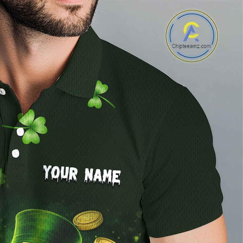 Funny Skull drink beer St Patrick's day Green shamrock Mens Golf Polo Shirts Custom mens golf apparel NQS11411