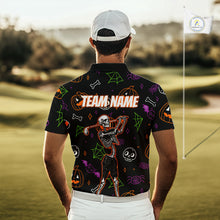 Load image into Gallery viewer, Personalized Funny Halloween Pattern Skull Golf Polo Shirts For Men, Halloween Mens Golf Gifts NQS10836