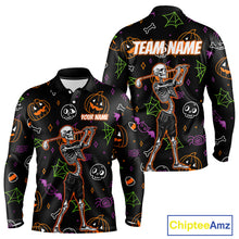 Load image into Gallery viewer, Personalized Funny Halloween Pattern Skull Golf Polo Shirts For Men, Halloween Mens Golf Gifts NQS10836