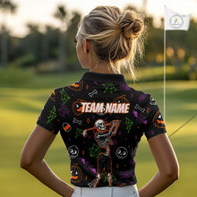 Load image into Gallery viewer, Personalized Funny Halloween Pattern Skull Golf Polo Shirts For Women, Halloween Ladies Golf Gifts NQS10836
