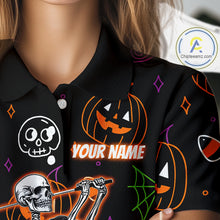 Load image into Gallery viewer, Personalized Funny Halloween Pattern Skull Golf Polo Shirts For Women, Halloween Ladies Golf Gifts NQS10836